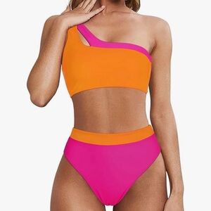 One Shoulder High Waisted Bikini High Cut